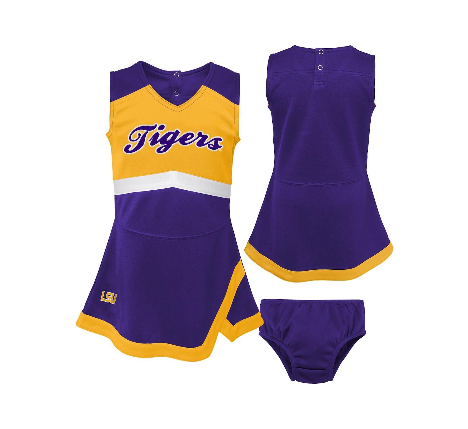 Детский комплект из платья и шорт LSU Tigers для малышей, фиолетовый и золотой