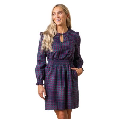 Hope & Henry Women's Hope and Henry Long Sleeve Smocked Waist Keyhole Dress