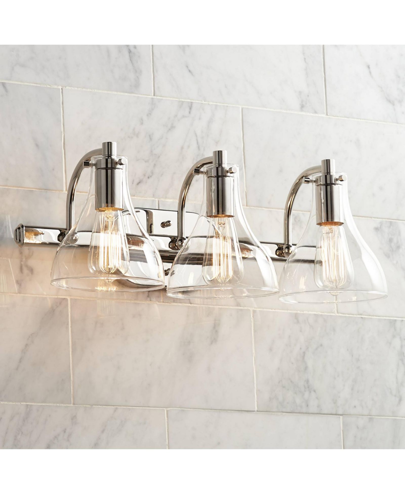 Possini Euro Design Sorren Industrial Modern Wall Light Hardwired 3-Light 20.5" Fixture with Curving Clear Glass