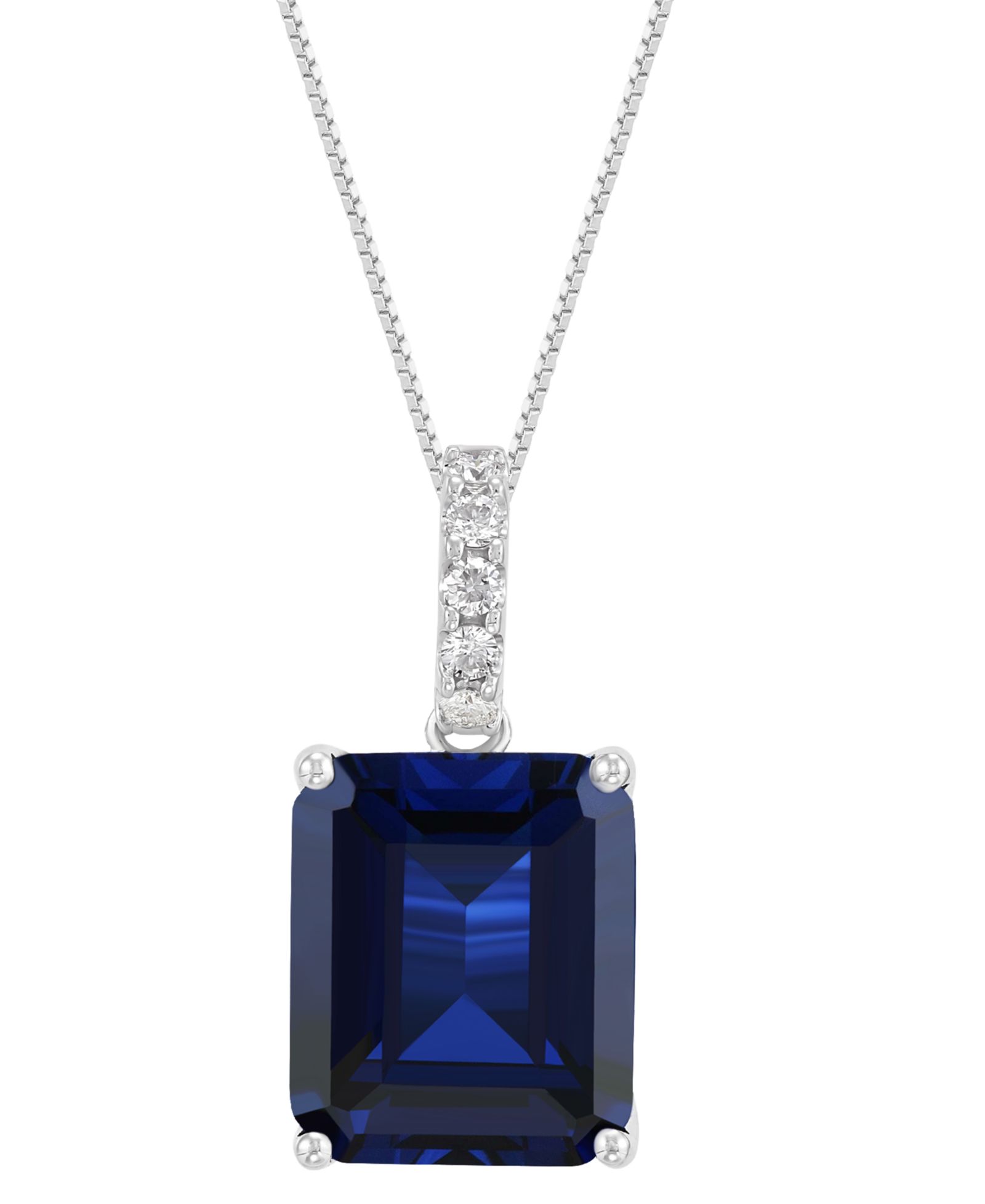 Grown With Love кулон с сапфиром (8-1/10 ct. t.w.) и бриллиантом (Lab Grown) в белом золоте 14k