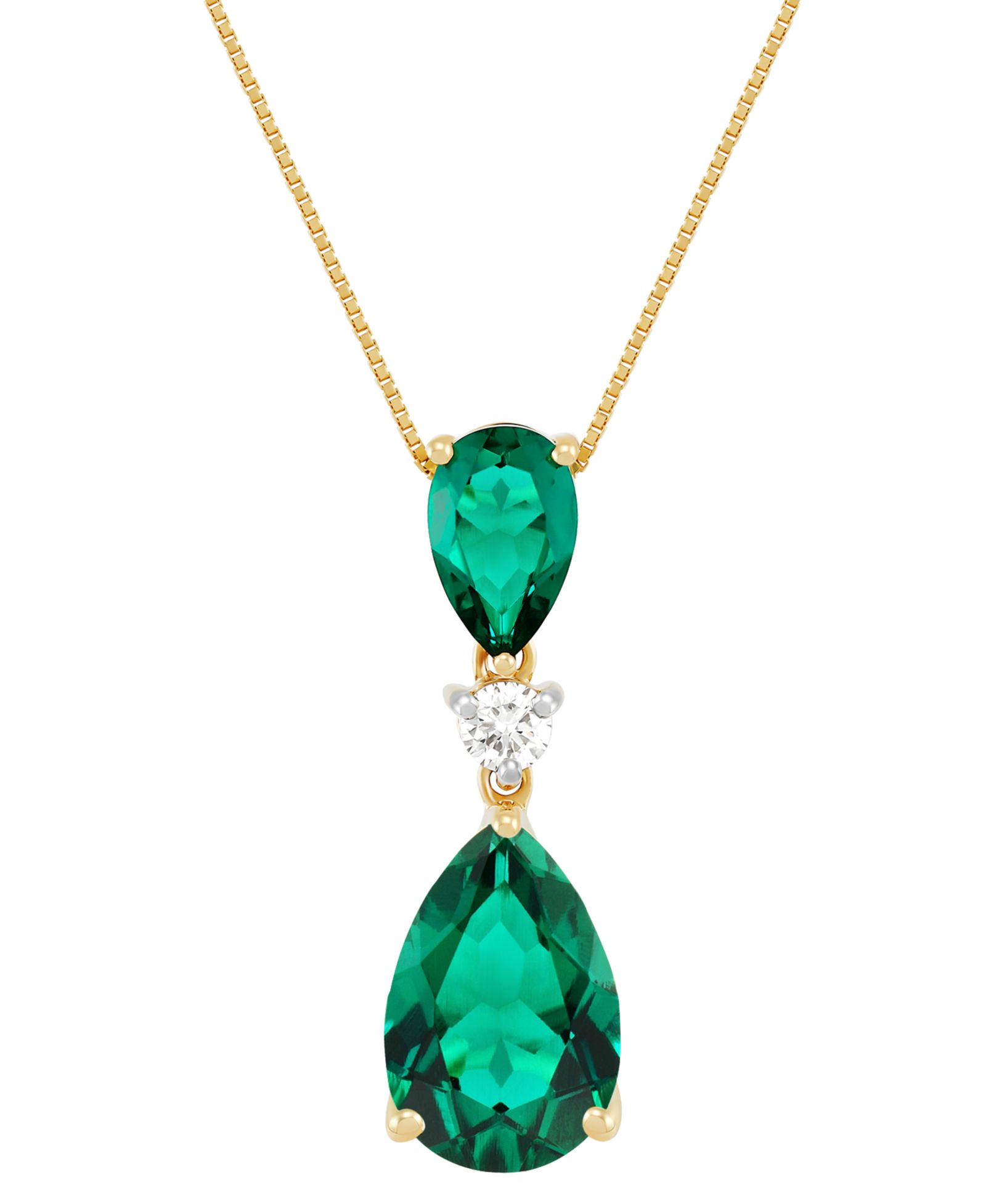Подвеска Grown With Love Lab-Grown Emerald (3-1/3 ct. t.w.) & Lab-Grown Diamond (1/8 ct. t.w.) 18" в 14k Gold