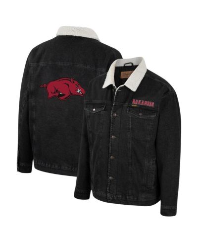 Men's Colosseum x Wrangler Charcoal Arkansas Razorbacks Western Button-Up Denim Jacket