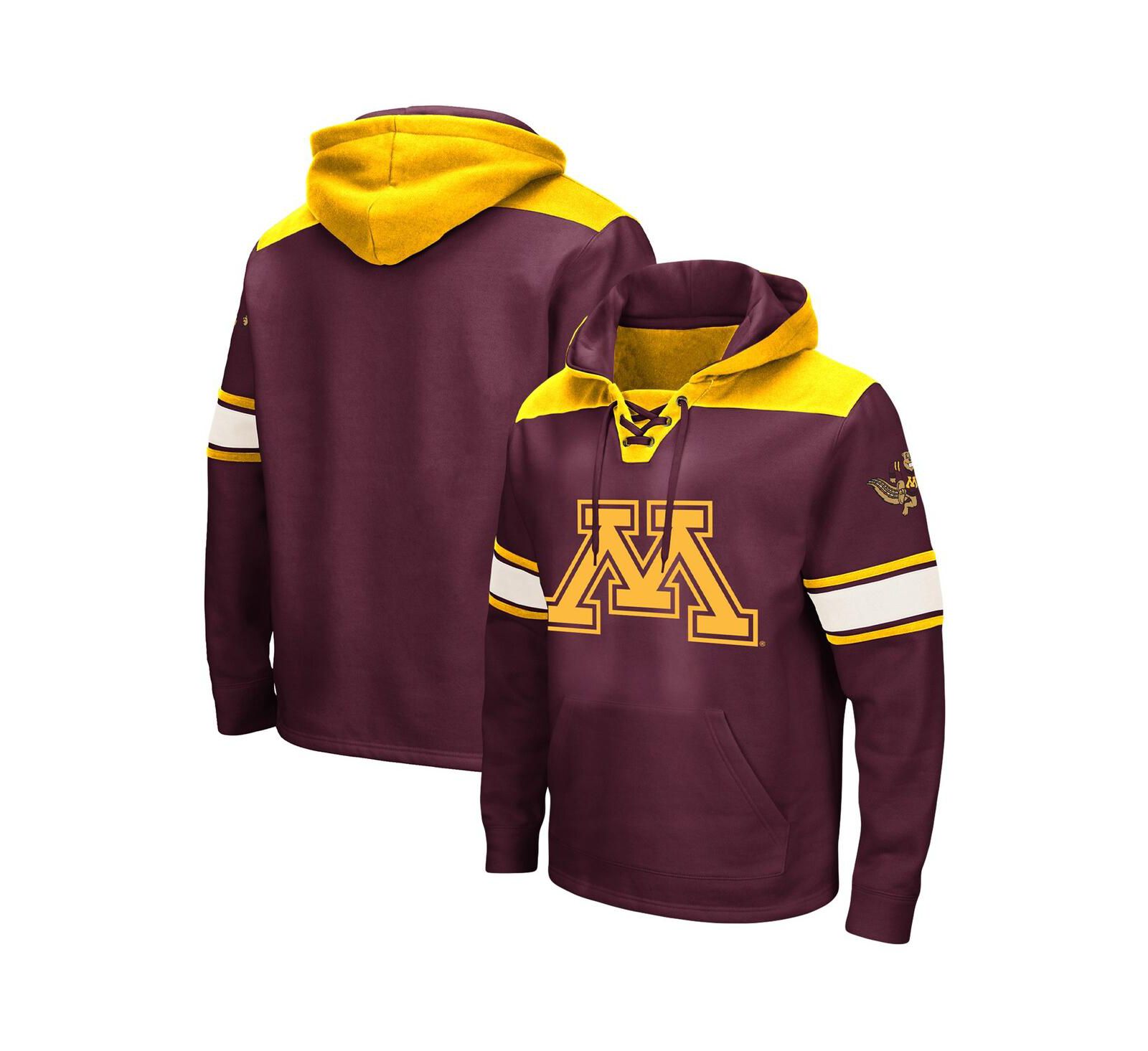 Colosseum Мужское худи Pullover Maroon Minnesota Golden Gophers Hockey Lace-Up