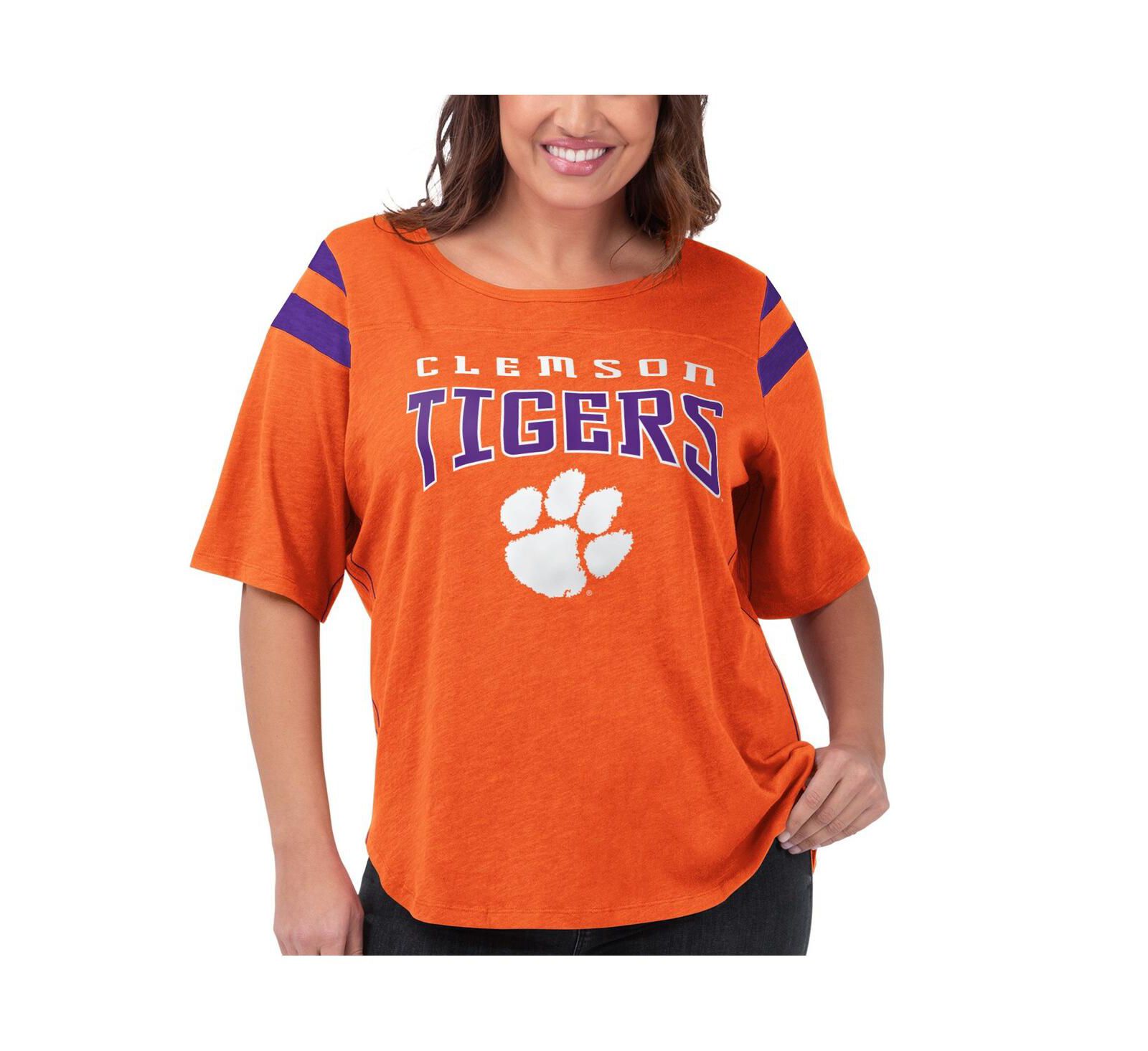 G-III 4Her by Carl Banks Женская футболка Clemson Tigers Plus Size Linebacker Half-Sleeve