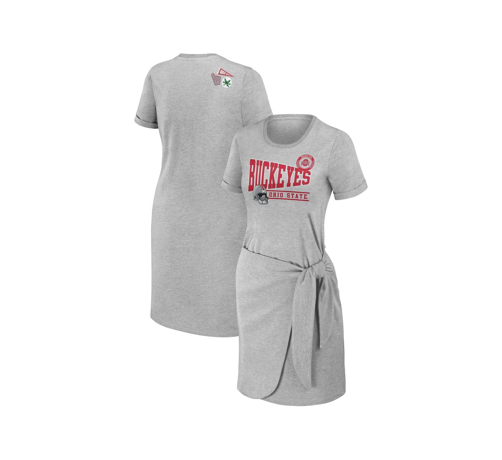 Женское платье WEAR by Erin Andrews Heather Gray Ohio State Buckeyes Knotted T-shirt Dress