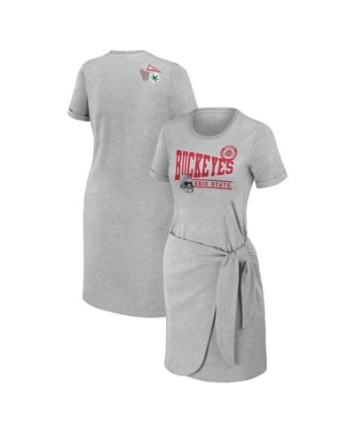 Women's WEAR by Erin Andrews Heather Gray Ohio State Buckeyes Knotted T-shirt Dress