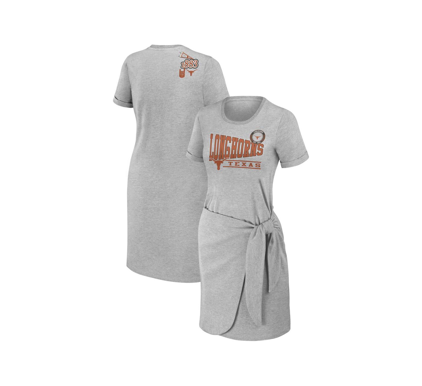 Women's WEAR by Erin Andrews Heather Gray Texas Longhorns Knotted T-shirt Dress