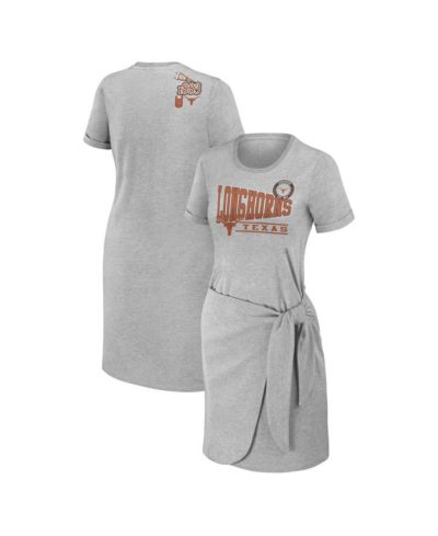 Women's WEAR by Erin Andrews Heather Gray Texas Longhorns Knotted T-shirt Dress
