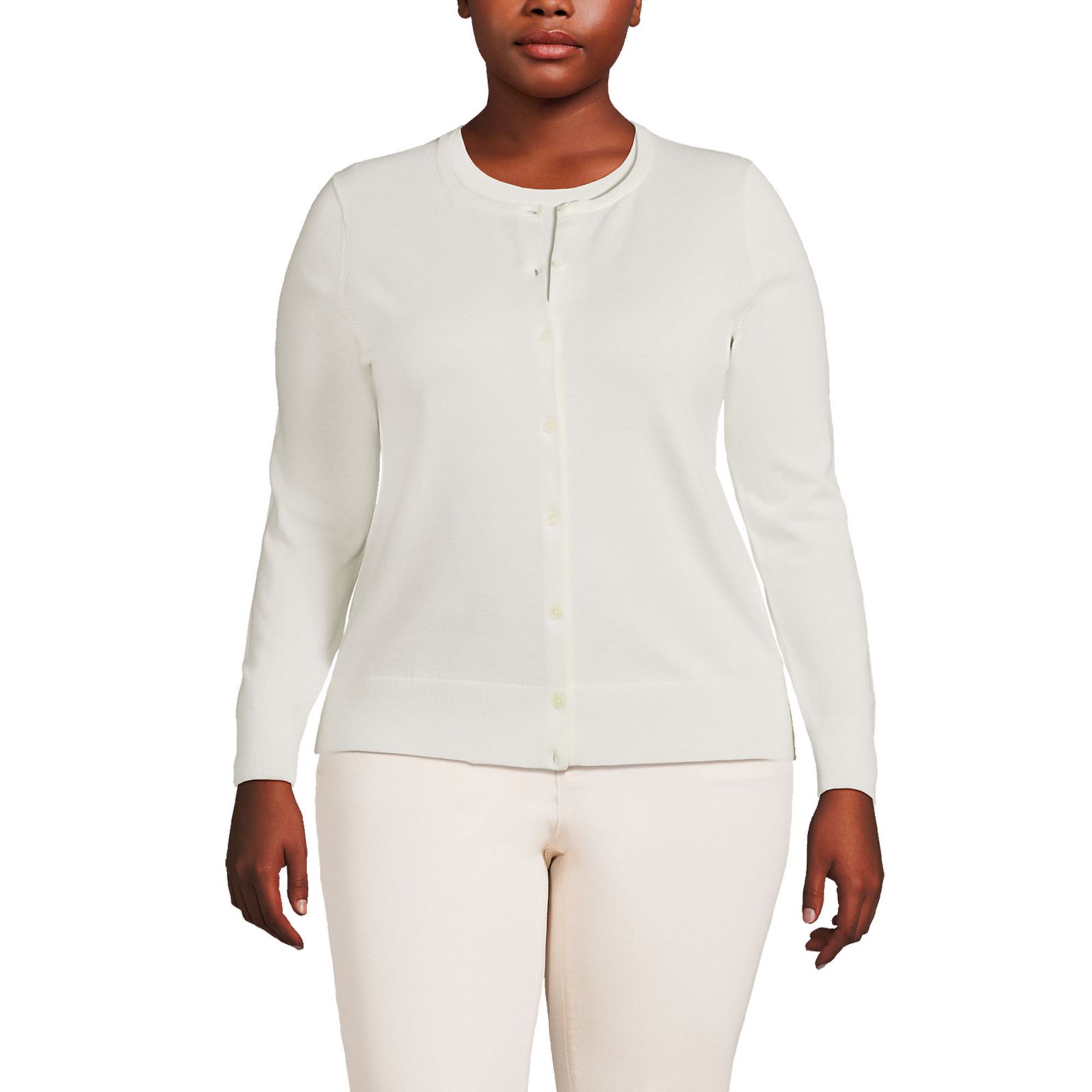 Кардиган Lands' End Plus Size Fine Gauge Cotton Sweater