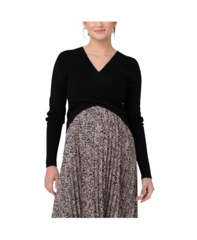 Ripe Maternity Maternity Ripe Willa Cross Front Nursing Knit Top Black