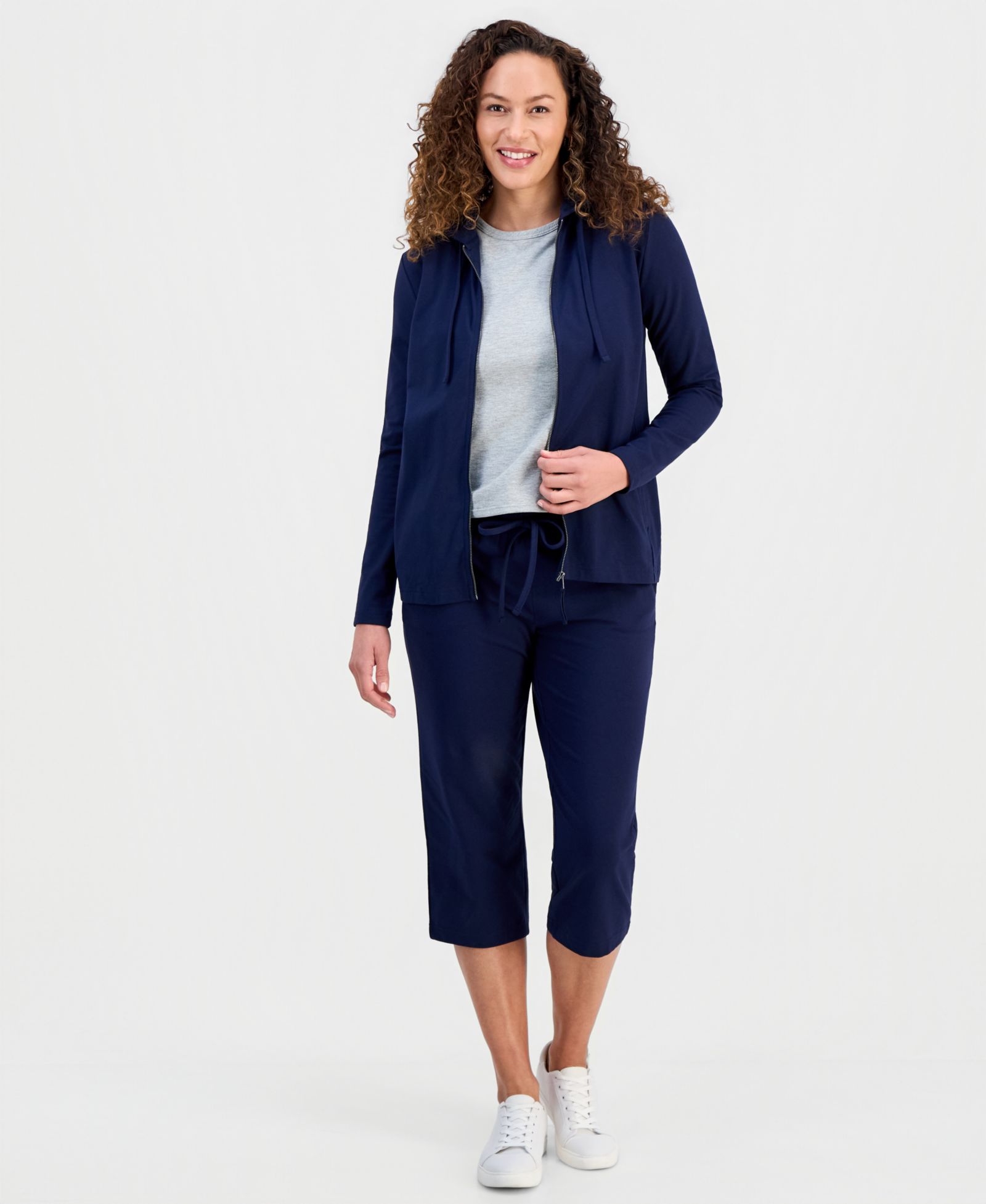 Style & Co Petite Zip-Front Long-Sleeve Hoodie, Created for Macy's