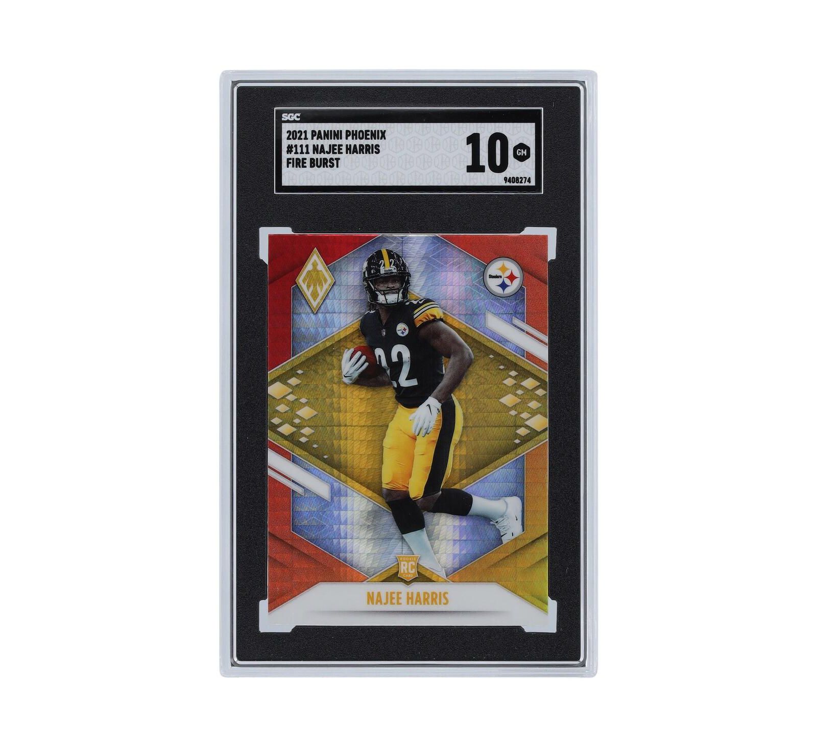 Panini America Najee Harris Pittsburgh Steelers 2021 Phoenix Fire Burst #111 SGC 10 Trading Card, 14 Years & Up