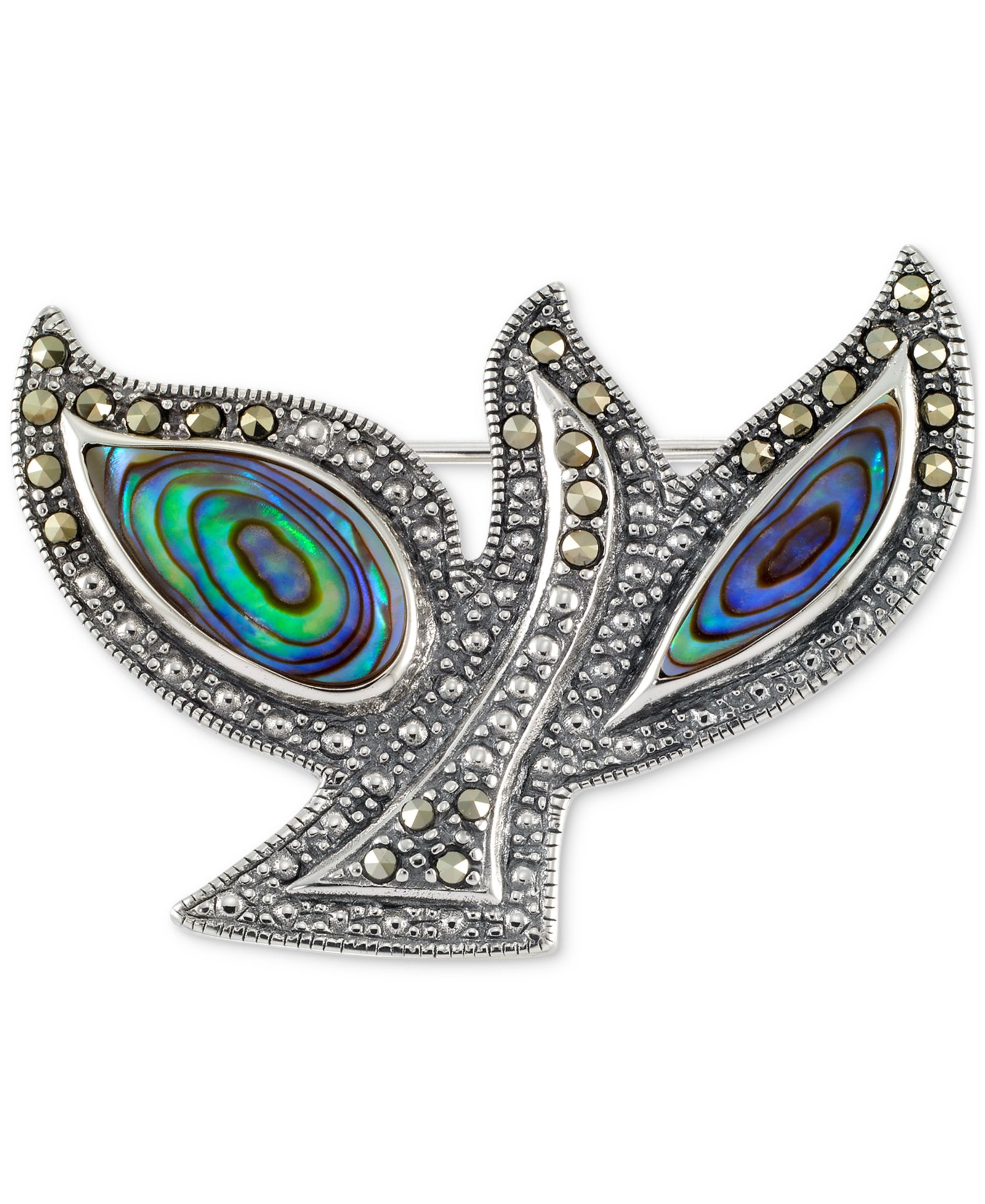 Abalone & Marcasite (1/3 ct. t.w.) Пины Dove из стерлингового серебра