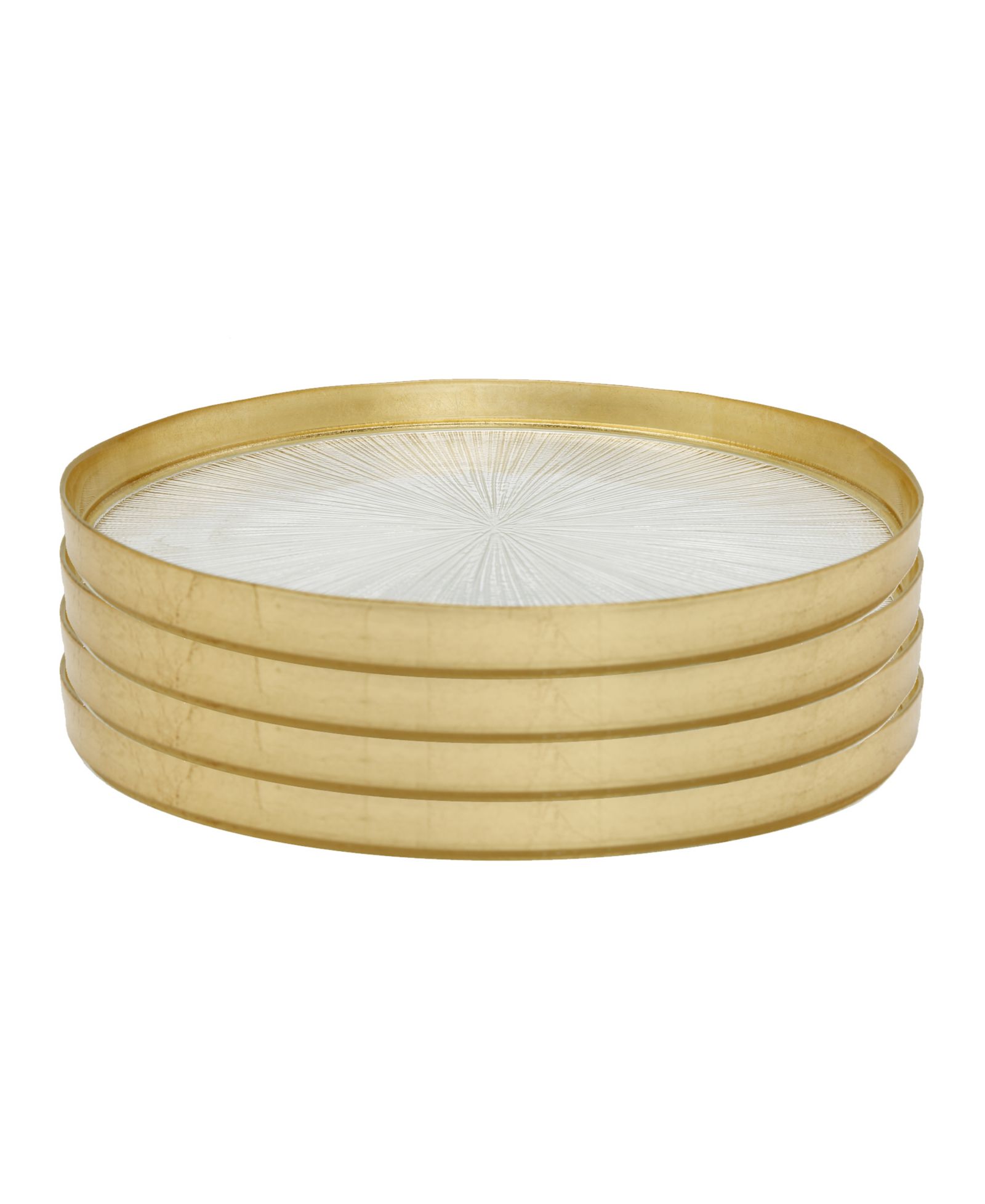 Classic Touch 11" Crystal Glass Dinner Plates with Gold Border 4 Piece Set, Service for 4