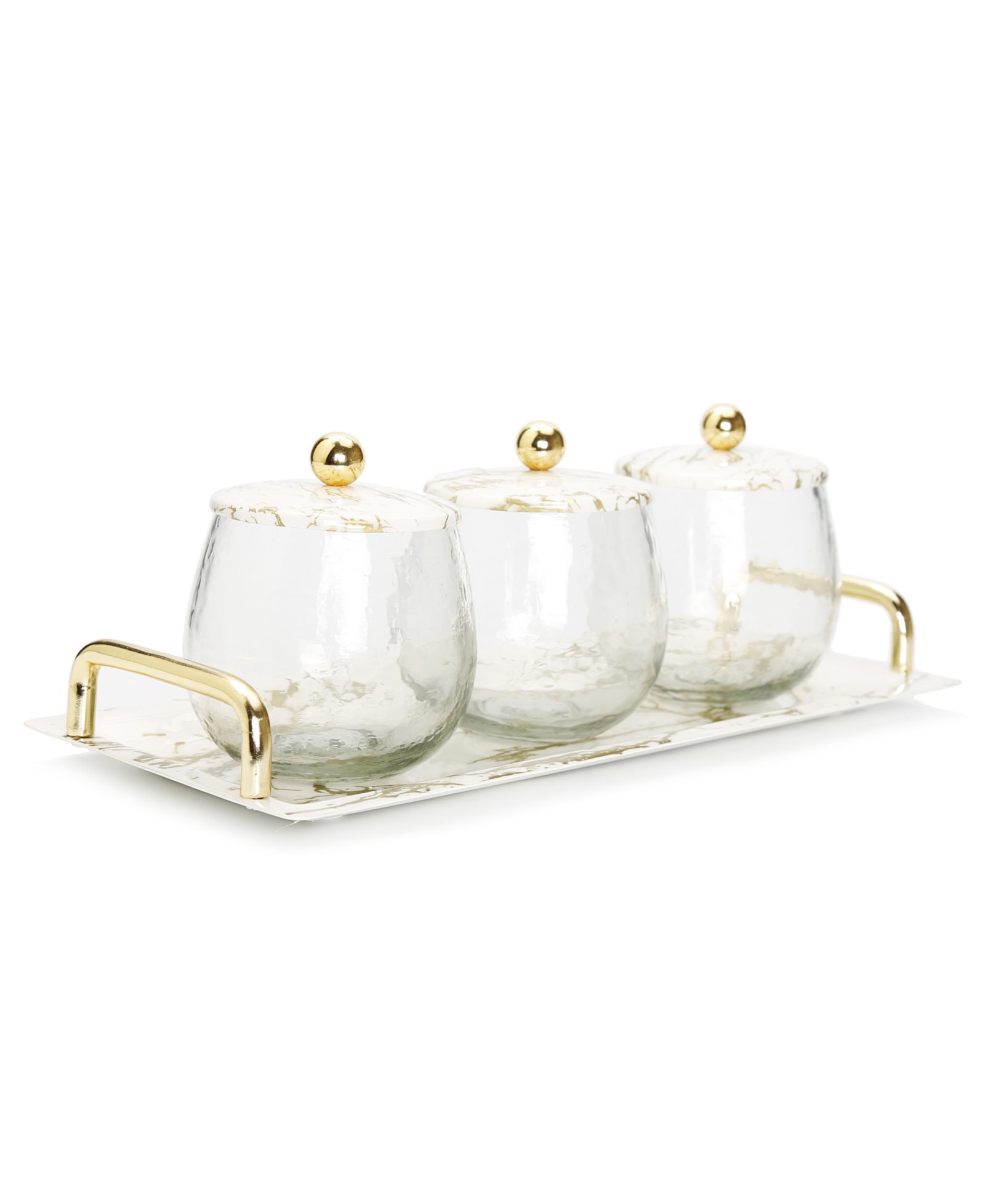 Набор из 4 сервировочных чаш Classic Touch Gold-Tone Marble с золотистым дизайном шаров