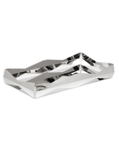 Classic Touch Stainless Steel Oblong Tray with V Design, 15.75" L