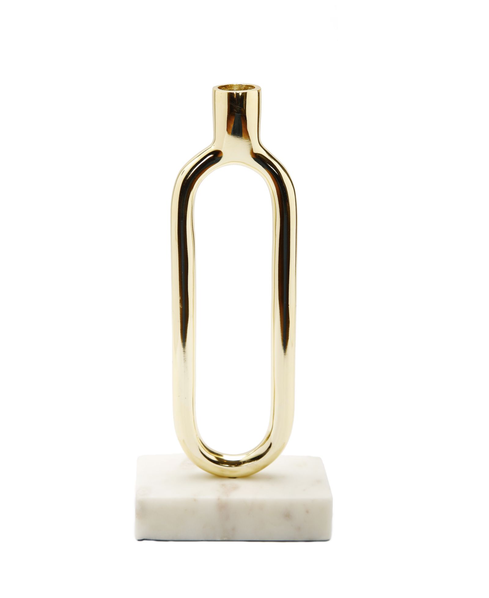 Classic Touch Loop Taper Candle Holder On Marble Base, 11.75" H
