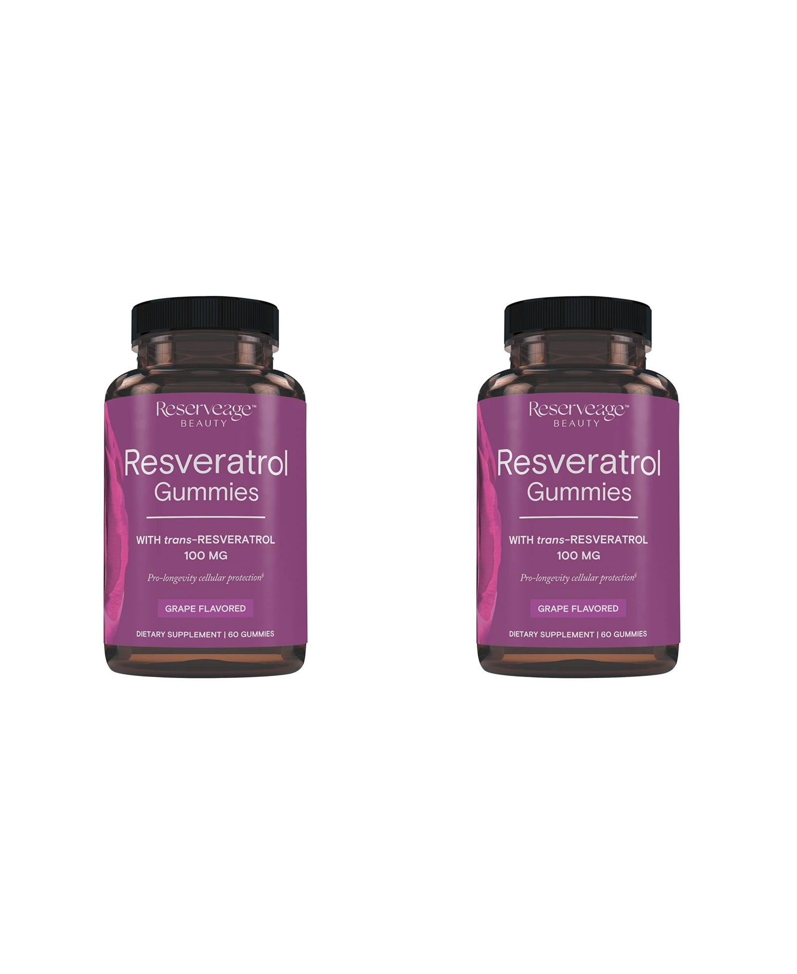 Reserveage Resveratrol Gummies Grape Flavored 100 MG 60ct - 2 Pack