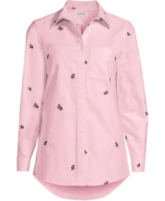 Crisp pink floral embroidery