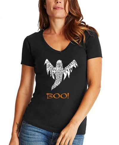 Женская футболка LA Pop Art Halloween Ghost Word Art V-neck
