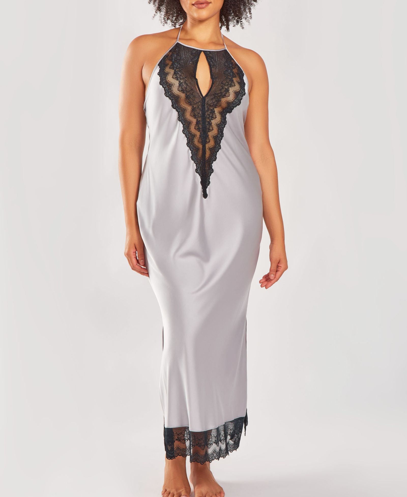 Ночная рубашка iCollection Plus Size Silky Stretch Satin Halter