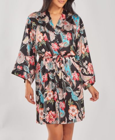 Женское шелковистое короткое пелерина iCollection Printed Robe