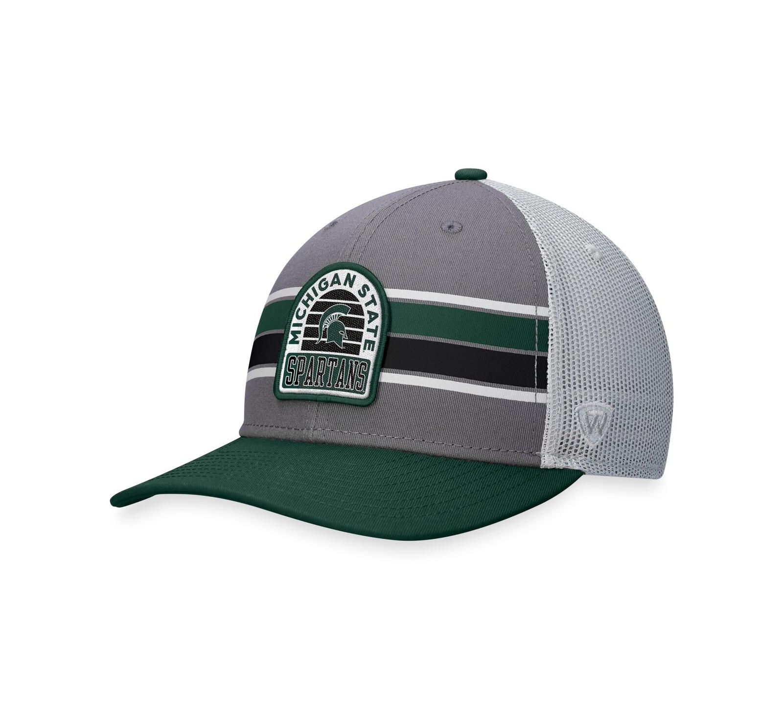 Мужская кепка Top of the World Gray, Green Michigan State Spartans Aurora Trucker Adjustable Hat