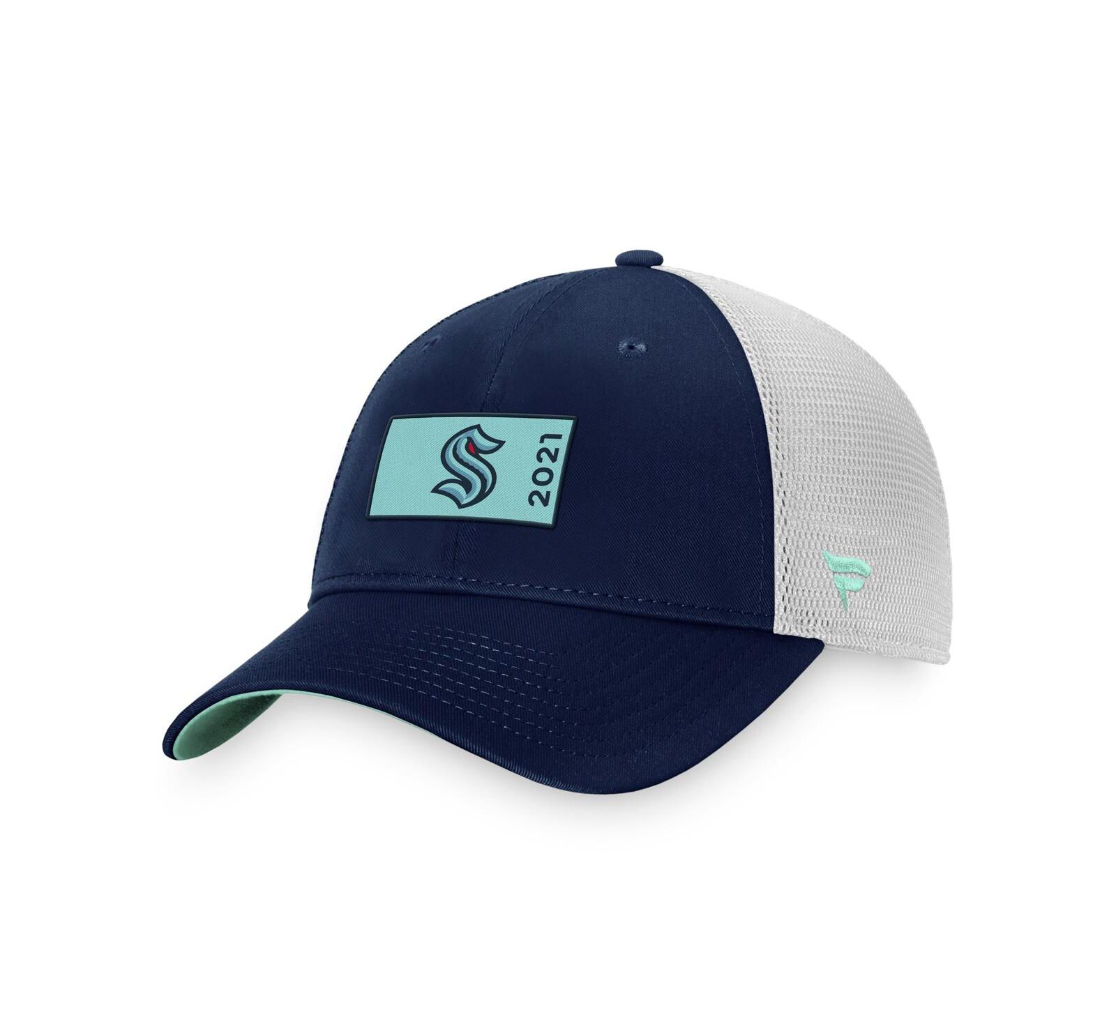 Men's Fanatics Deep Sea Blue, White Seattle Kraken Authentic Pro Rink Trucker Snapback Hat