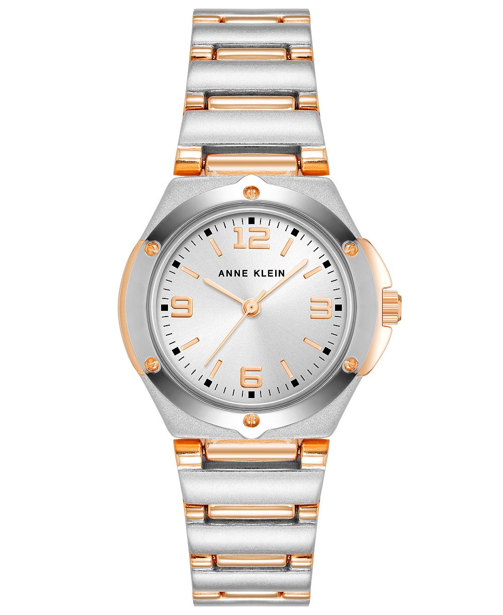 Женские часы Anne Klein с кварцевым механизмом, серебристый и розовое золото, сплав, 29 мм