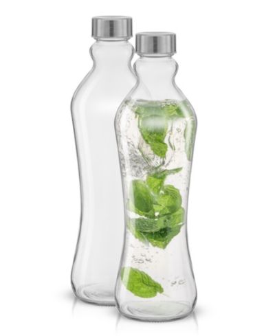 JoyJolt Spring Glass Water Bottles с Stainless Steel Cap, Set of 2