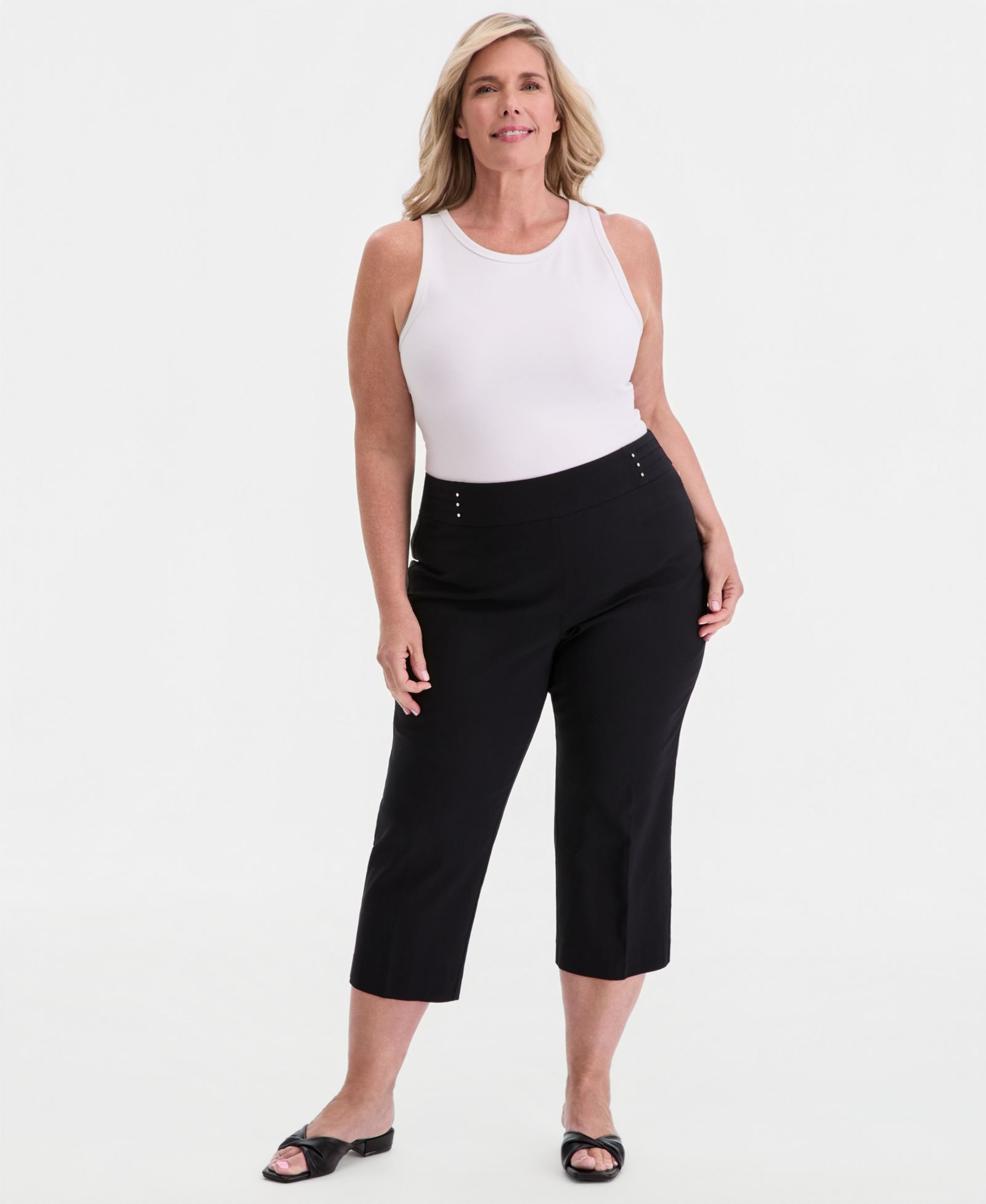 JM Collection Plus Size Tummy Control Pull-On Capri Pants, Exclusively at Macy's