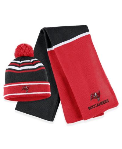 Женский комплект WEAR by Erin Andrews Tampa Bay Buccaneers Colorblock: вязаная шапка с помпоном и шарф, красный цвет