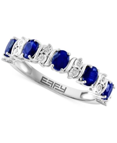 Кольцо EFFY® из стерлингового серебра с изумрудом (1-1/20 карата суммарно) и бриллиантом (1/20 карата суммарно) (Также доступно с рубином и сапфиром)