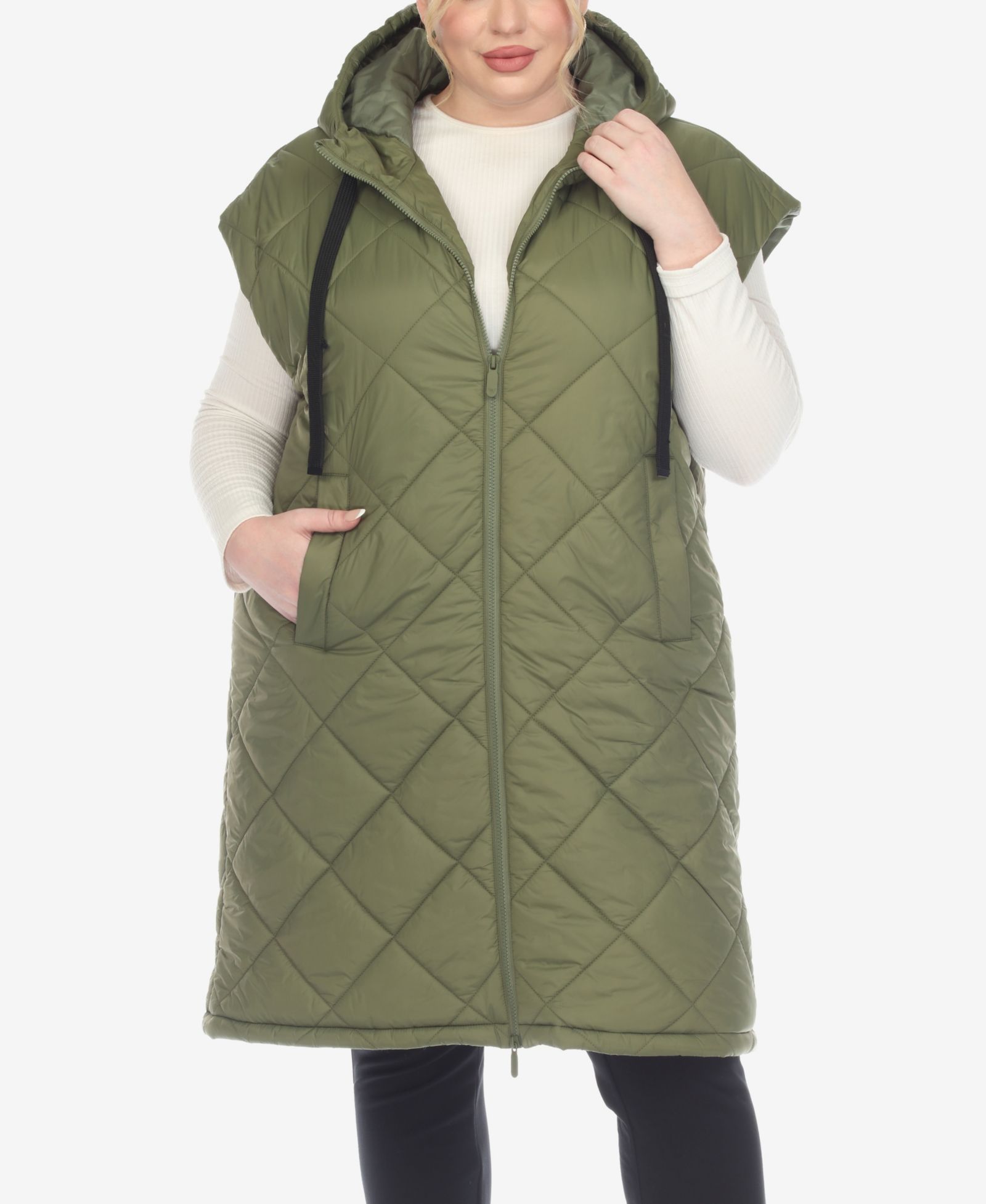 White Mark Plus Size утепленный жилет с капюшоном Diamond Quilted