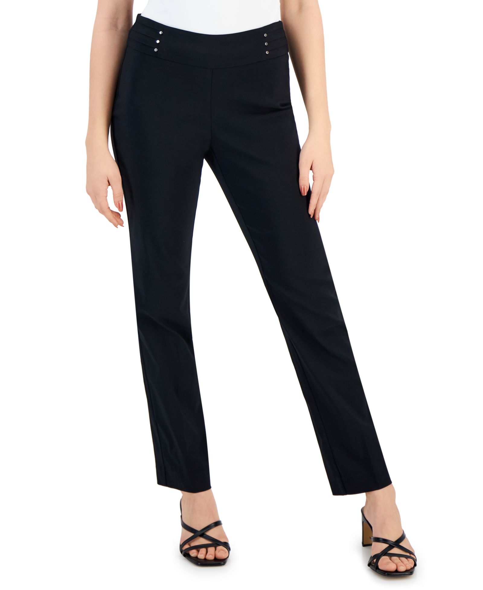 JM Collection Petite Studded-Rivet Slim-Leg Pants, Petite & Petite Short, Created for Macy's