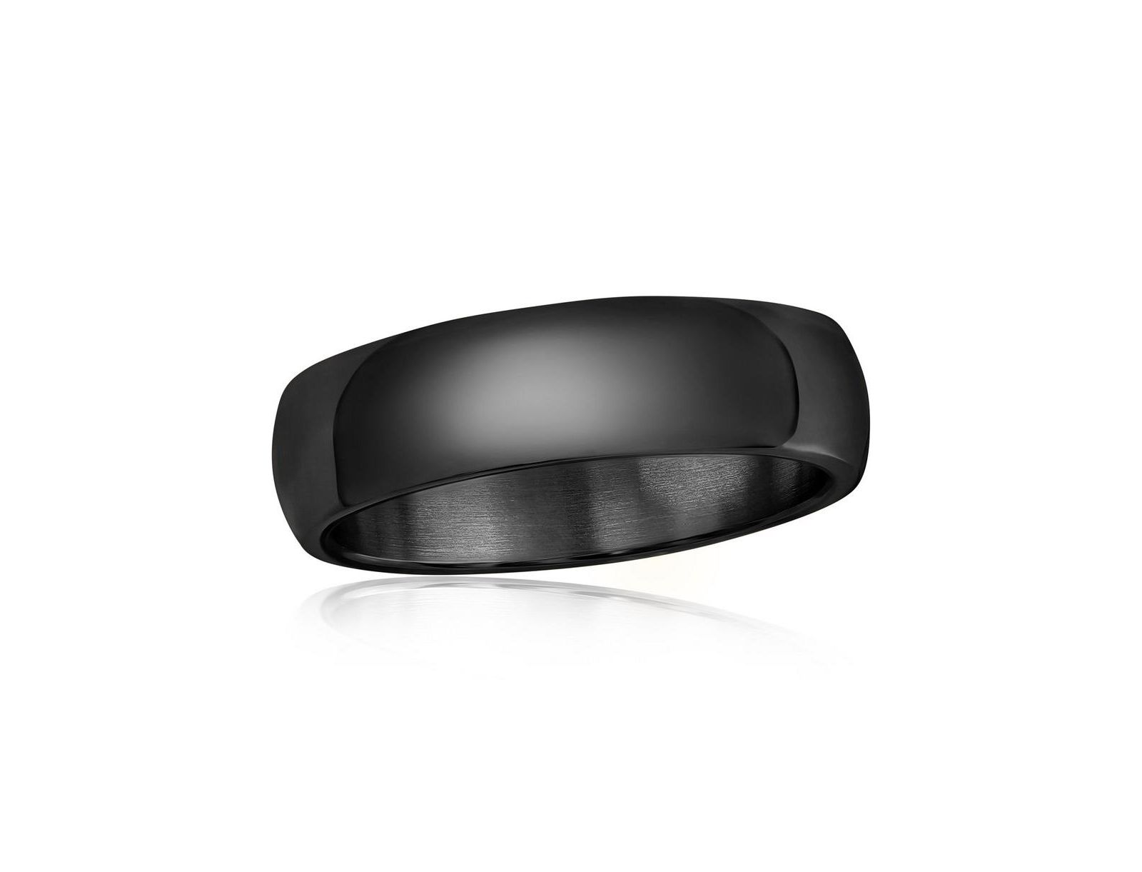 Metallo Stainless Steel Polished Ring - Black Plated