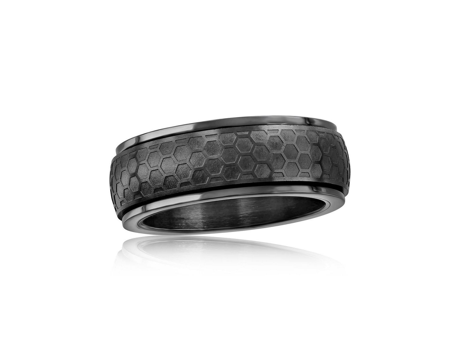 Кольцо-спиннер Metallo Stainless Steel Honey Comb Design Black Plated