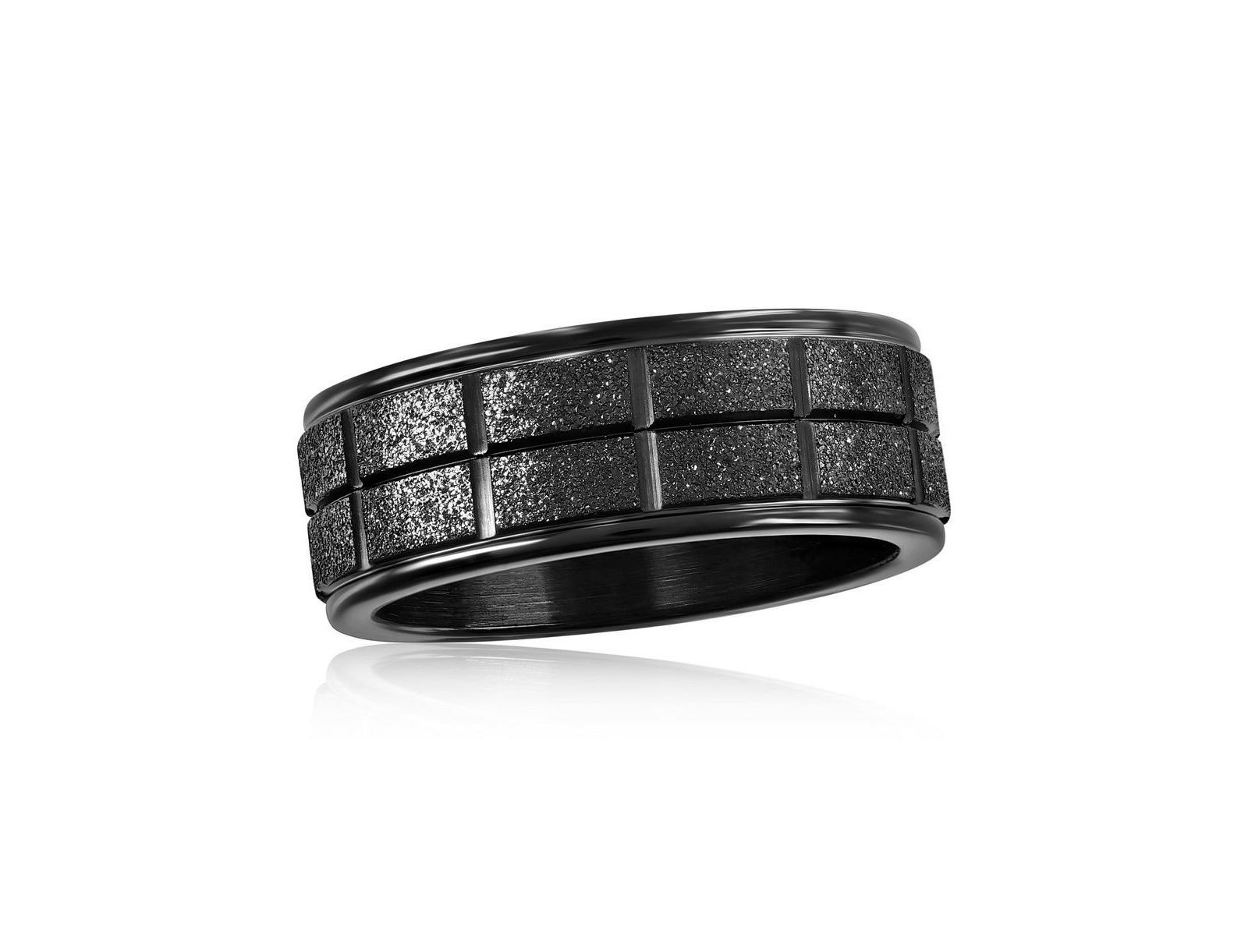 Stainless Steel Sand Blasted Ring - Black Plated