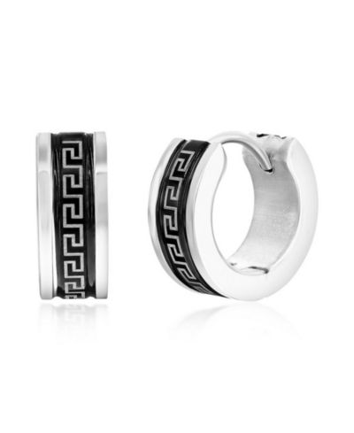 Серьги-кольца Metallo из нержавеющей стали с узором Greek Key 13мм