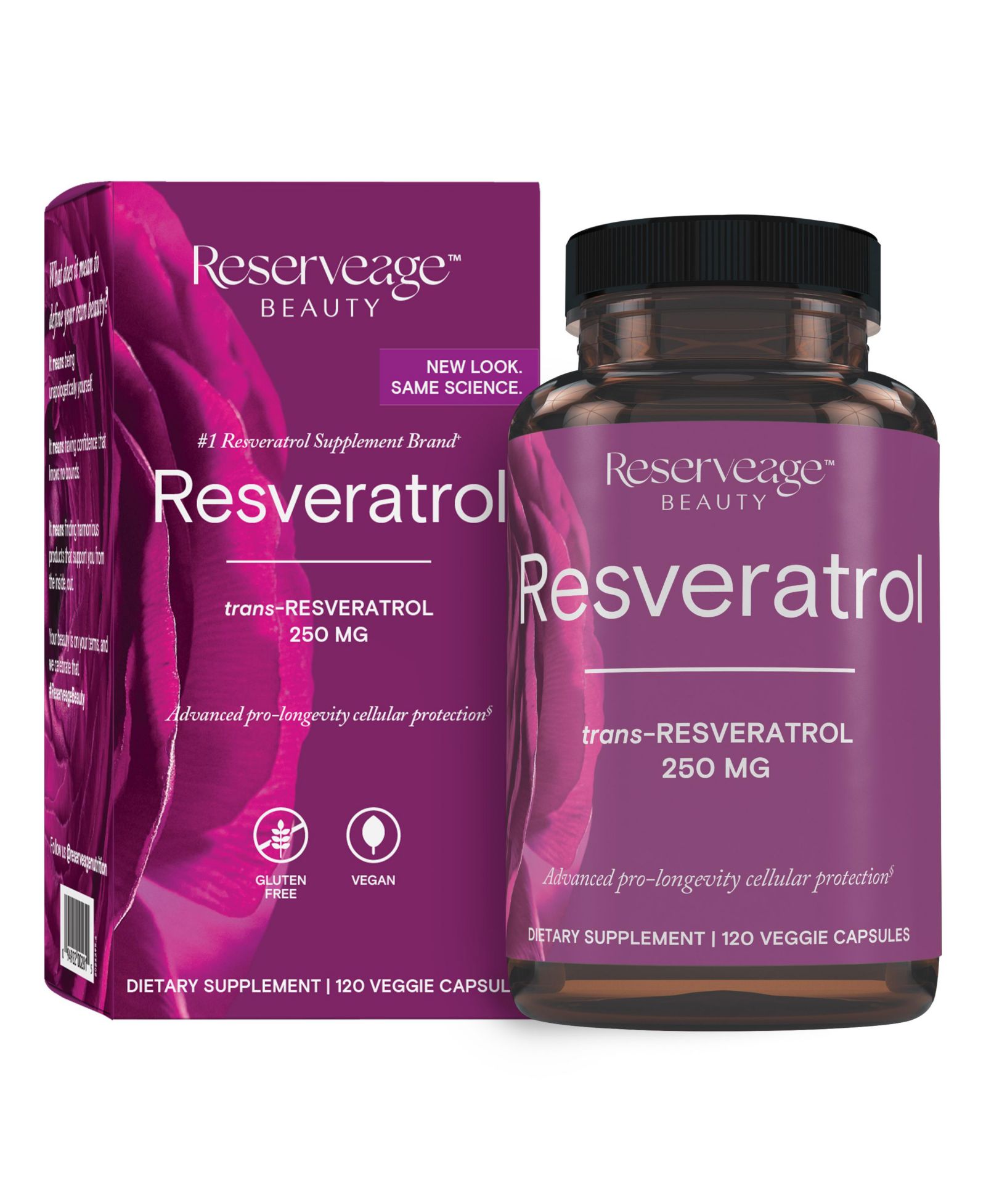 Reserveage Resveratrol 250 mg, антиоксидантная добавка для сердца и здоровья клеток, 120 капсул