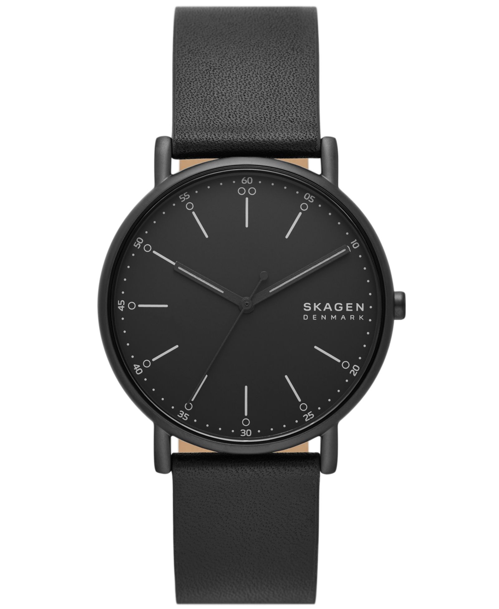 Skagen Мужские часы Signatur Three Hand Black Leather 40mm
