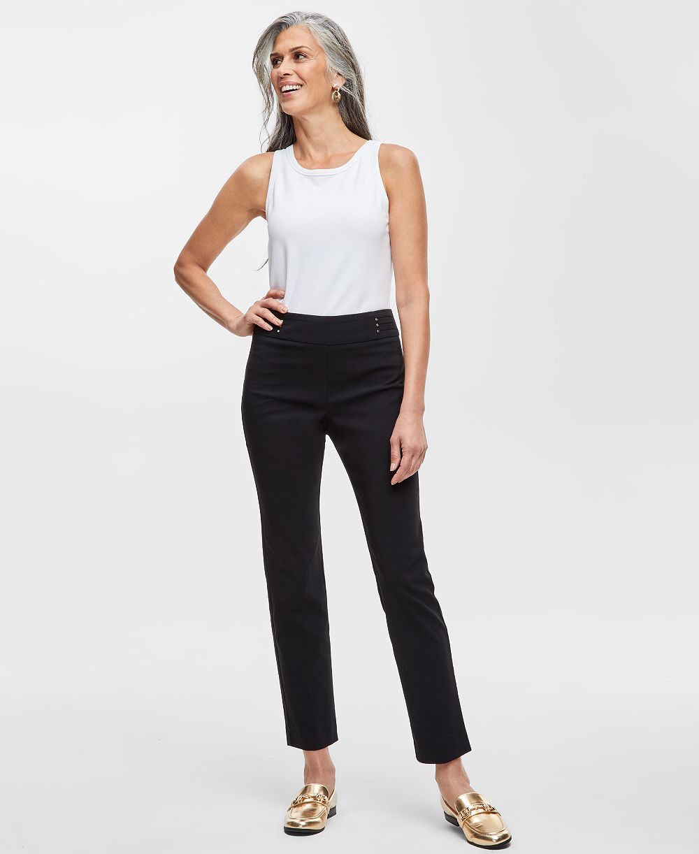 JM Collection Women's Tummy Control Mid Rise Pull-On Pant