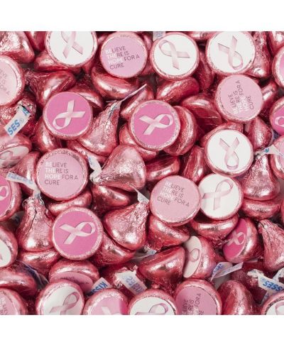 Just Candy Breast Cancer Awareness Candy Chocolate Hershey's Kisses, 90 Pieces