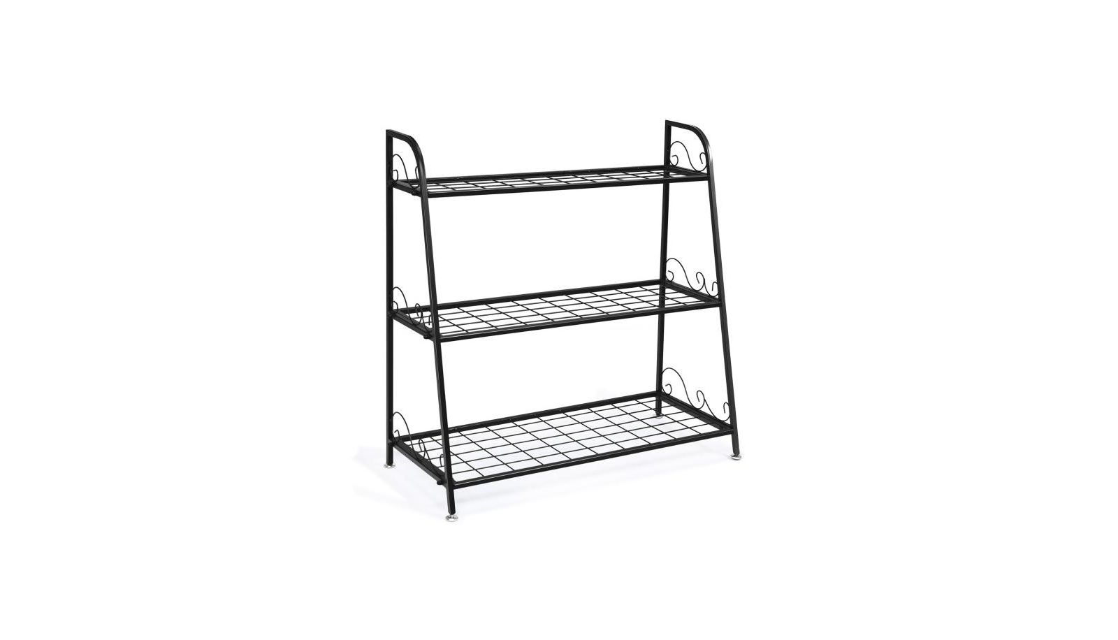 Multi-Tier Metal Display Rack for Plants, Flower Pots, and Shoes-Black