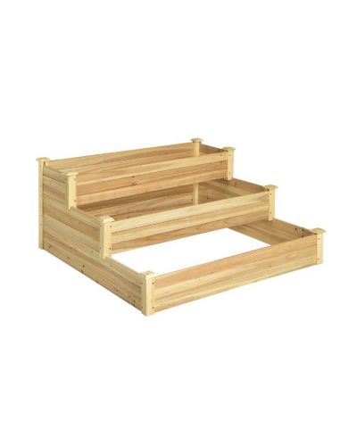 3-Tier Raised Garden Bed Wood Planter Kit for Flower Vegetable Herb