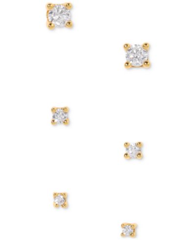 Детский набор из 3-х пар сережек с позолотой 18k и кристаллами Mixed Size