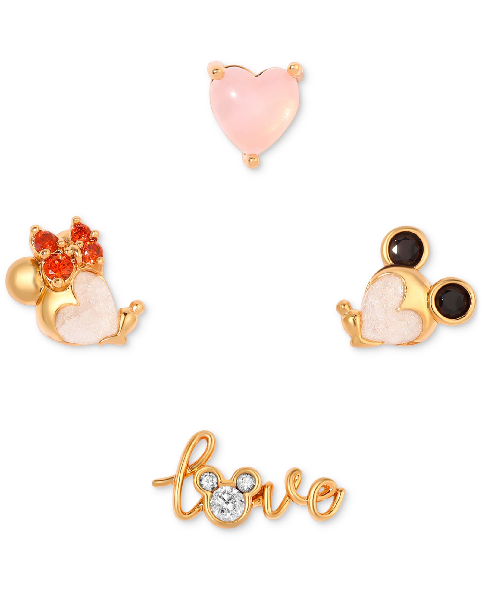 Girls Crew набор серег 4-Pc. 18k Gold-Plated Mixed Crystal Forever Love Single Stud