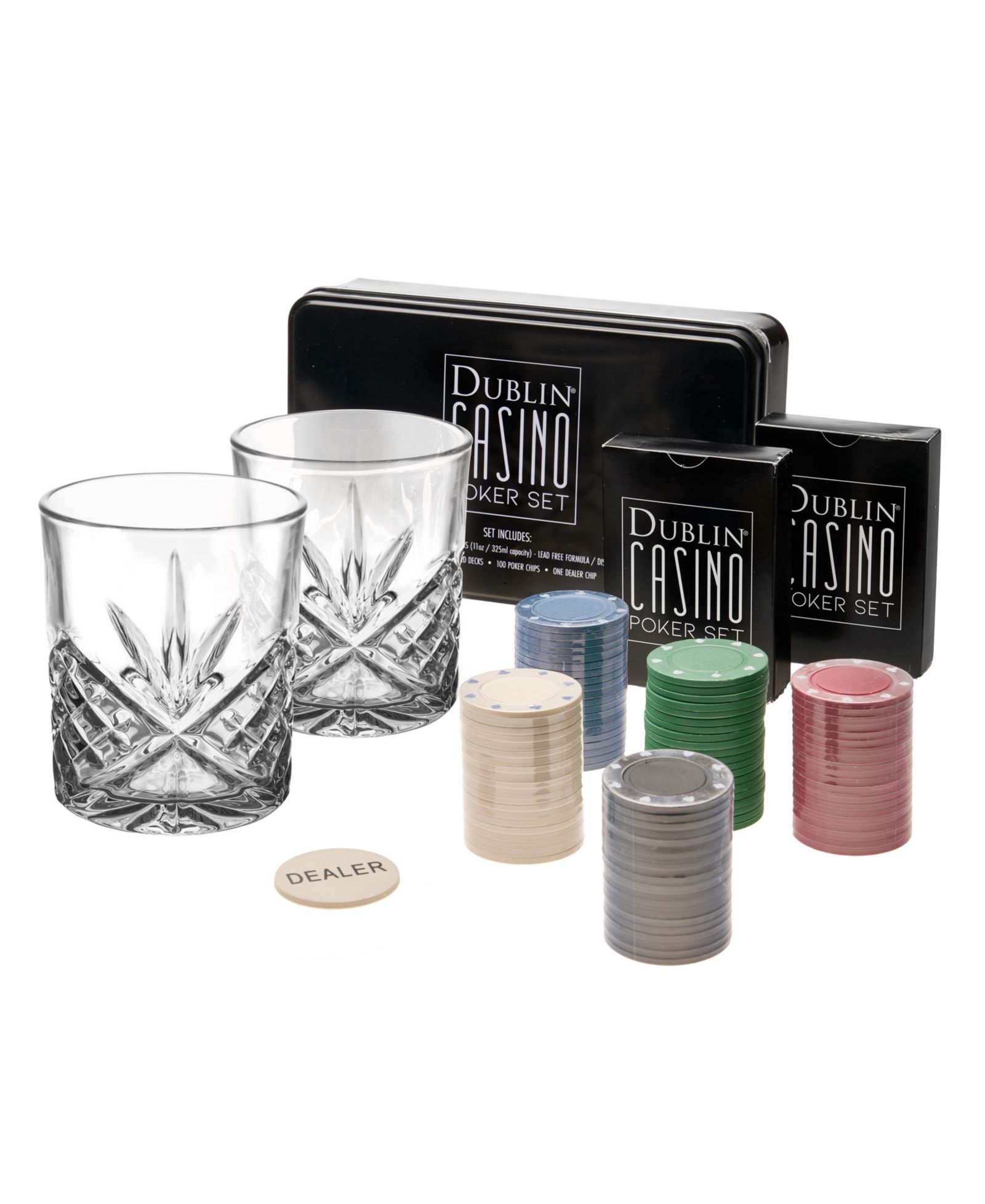 Godinger Dublin Crystal Casino Poker Set