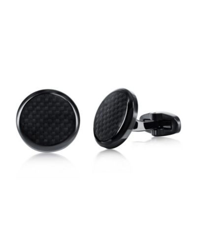 Stainless Steel Black Carbon Fiber Cuff Links