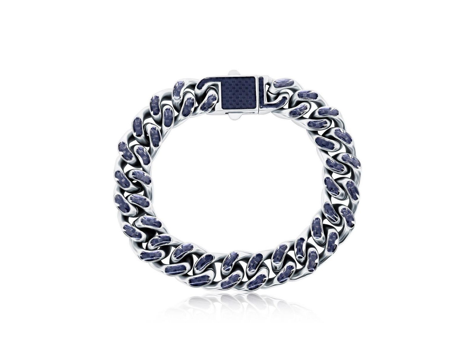 Браслет Metallo Stainless Steel 12mm Carbon Fiber Cuban